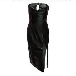 Thierry Mugler leather strapless dress